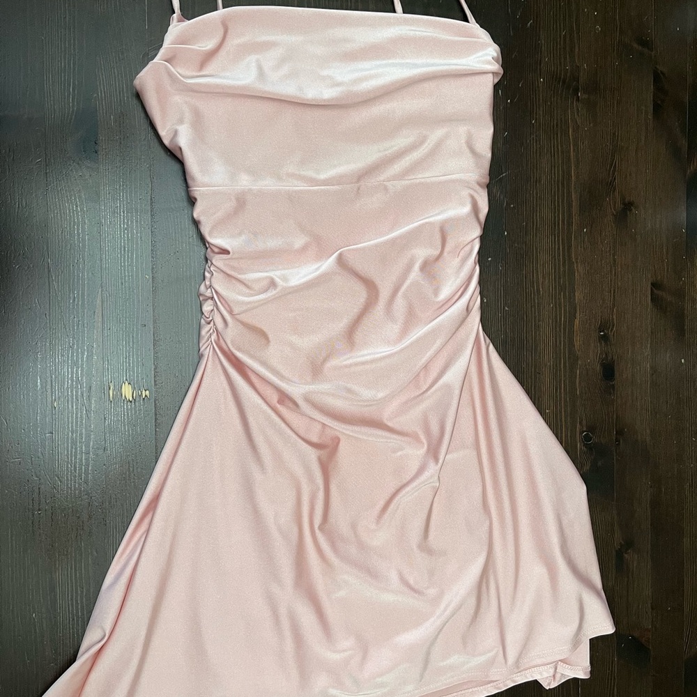 Windsor Blush Pink Strapless Ruched Mini Dress